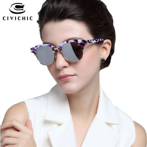 CIVICHIC High Quality Lady Fashion Sunglasses Colorful Mirror Glasses Men Retro Round Eyewear Camo Frame Cool Oculos De Sol E131