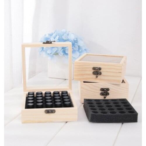 25 Grids Wooden Storage Box Organizer For Essential Oil Carrying Case Aromatherapy Container Treasure Storage Box