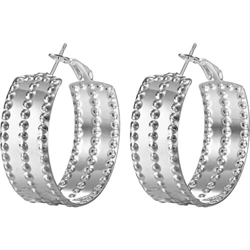 Cheap round circle silver plated hoop earring for women simple hot sale fashion jewelry gift large size lovely party earring