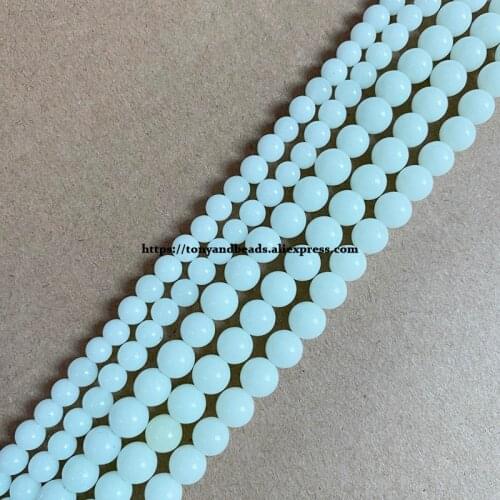 Natural Stone Glow In The Dark / Milk Green Luminous Jade Fluorescence Round Loose Beads 15" 6 8 10 12mm Pick Size For Jewelry