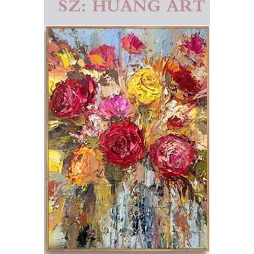 100% Handpainted Oil Painting on Canvas new Handmade knife flower oil Painting Wall Art picture home decoration For Living Room