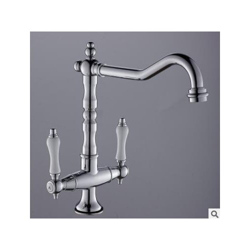 Kitchen Vintage European Dual Handle basin Sink Tap Brass Chrome basin Sink Faucet 360 Rotatable Hot and Cold basin Mixer