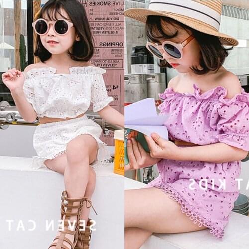 Girls Two-piece Summer Set Childrens Hollow Suit 3-8 Years Old Childrens Wear Toddler Girl New Brand Clothing Set