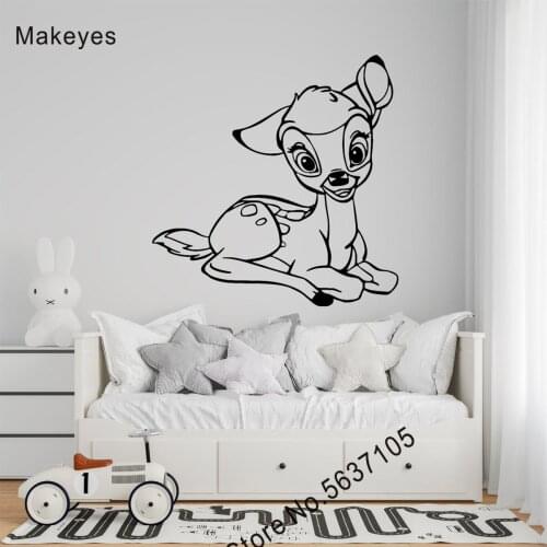 Makeyes Cartoon Wall Sticker Cute Deer Sleeping Room Decoration Animal Baby Kids Decor Wall Decals Home Art Children Gift Q735