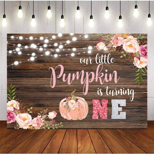 Little Pumpkin turn One Birtdhay Backdrops for Photoshoot Photo Background Baby Shower Photography Kids Picture Party Bannerst