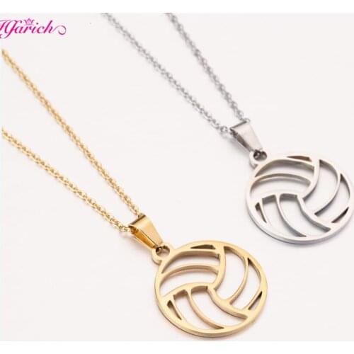 Fashion Circle Round Volleyball Basketball Pendant Necklace for Women Men Sport Fitness Jewelry Accessories Charm Ball Fan Gifts