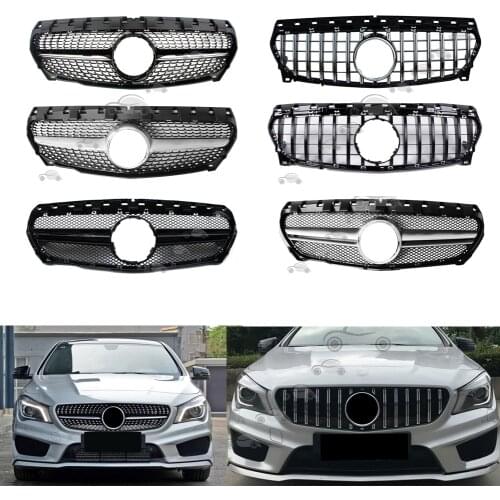 Front Bumper Racing Grill Billet Grille Cover For Mercedes-Benz W117 CLA-Class 2013-2016 Diamond GT AMG