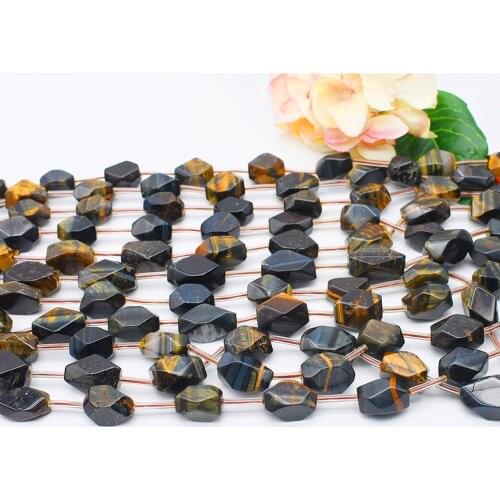 14-16x26-30mm Natural Original Faceted Yellow Tiger Eye irregular oval cube Loose Beads For Jewelry Making