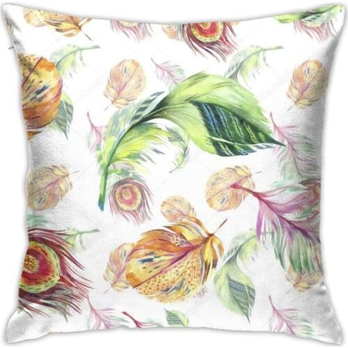 Peacock Feathers Print Cushion Cover Sofa Seat Pillowcase Living Room Home Decorative Accessories Pillow Cases 45x45cm