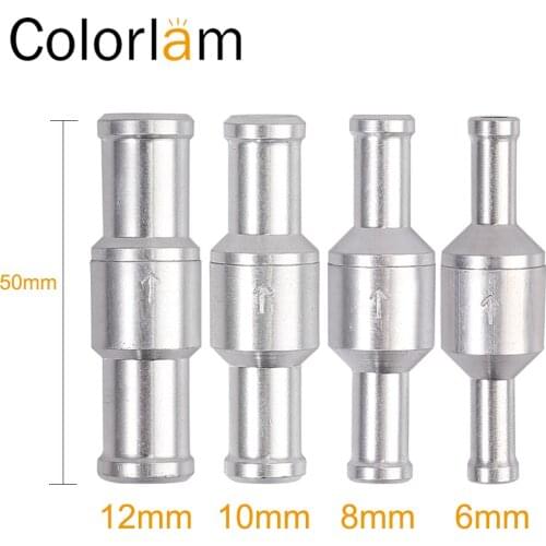 Colorlam 2Pcs One Way 6/8/10/12 mm 4 Size Check Valves Aluminium Fuel Non Return Check Valve One Way Fit Diesel Oil Carburettor
