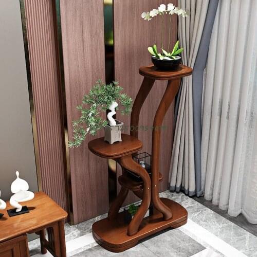 All solid wood flower stand shelf flower pot stand living room floor type hanging orchid stand indoor flower table Chinese flowe