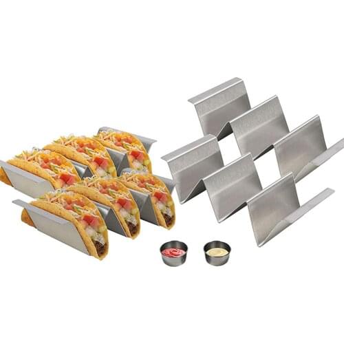 3 Grids Stainless Steel Taco Shell Holder Taco Stand Plate Protector Bracket Tray Food Holder Mexican Pancake Rack Stand Holds