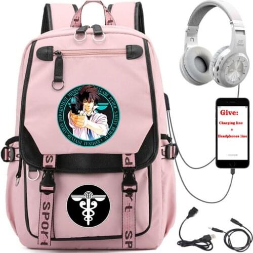 USB Charging teenagers Laptop packsack anime Psycho-Pass backpack Women men Travel Backpack student School book Bag
