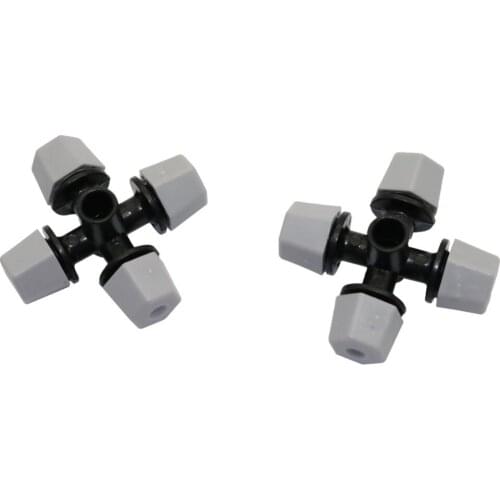 Garden Cross Misting Nozzle 6 Mm Interface Greenhouse Automatic Water Dispenser Watering Sprayer Water Fog 5 Pcs