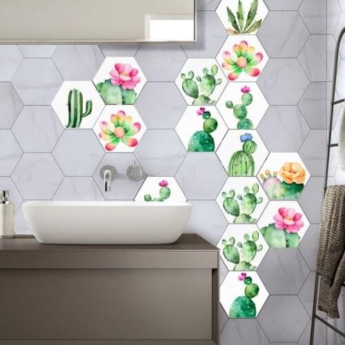 Succulent Waterproof Sticker Bathroom Floor Peel and Stick self-adhesive Floor Tile Kitchen Living Room Decor PVC Non Skid Decal