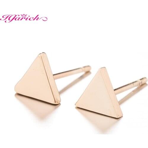 Fashion Cute Geometric Triangle Stud Earrings for Women Black Stainless Steel Earrings Men Punk Multi Ear Piercing Jewelry Mini