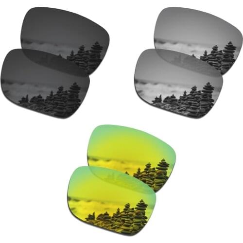 SmartVLT 3 Pairs Polarized Sunglasses Replacement Lenses for Oakley Holbrook XL Stealth Black and Silver Titanium and 24K Gold