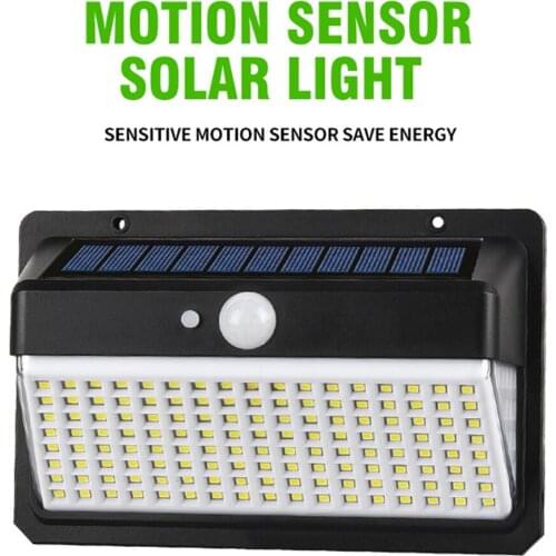 158 LED 3 Modes Solar Powered Wall Lights Outdoor Three Sides Sunlight Motion Sensor Emergency Waterproof Lamp Yard Garden Decor
