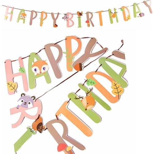 Animal Themed Birthday Party Decorations Happy Birthday Banner Jungle Party Zoo Kids Birthday Party Supplies