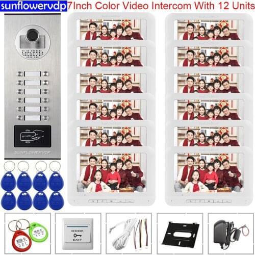 Video Doorbell With Monitors 7" Color Monitors Intercom Access Control Video Door Phone Intercom For 6-12 Apartments intercoms