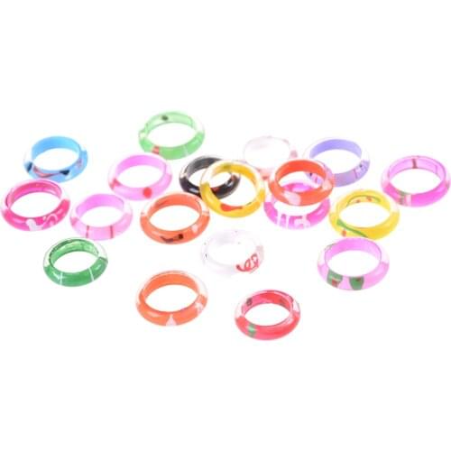 10pcs/set For Baby Kids Girl Acrylic/Resin Mix Painted Assorted Cartoon Rings Childrens Christmas Gift
