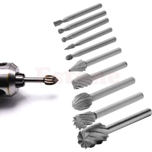 10PC Rotary File Electric Grinding Polishing Head Engraving Cutter DIY Wood Tool