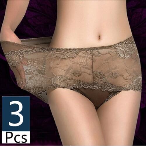 3pcs/lot women lace underwear seamless panties briefs Women sexy lingerie seamless panties shorts Plus Size lace Briefs culottes