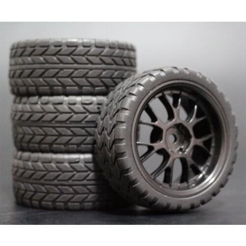 4pcs 1/10 RC Soft Rubber Touring Tire Tyre Wheel Rim