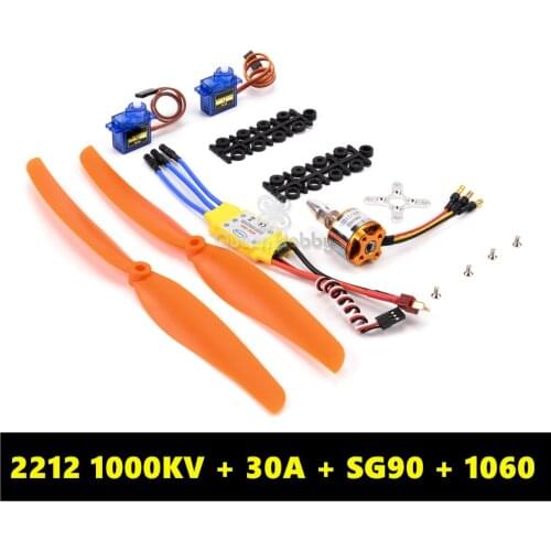 A2212 2212 1000KV Brushless Motor 30A / 40A ESC SG90 9G Micro Servo 1060 Propeller for RC Fixed Wing Plane Helicopter