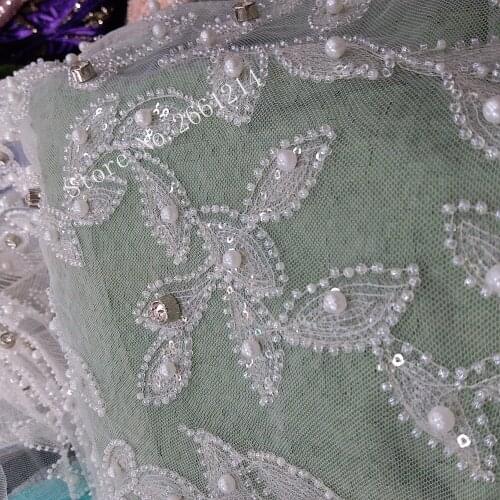 African tulle laces fabrics special BZLC-12134 big round and small beaded Nigerian lace fabrics french lace fabric