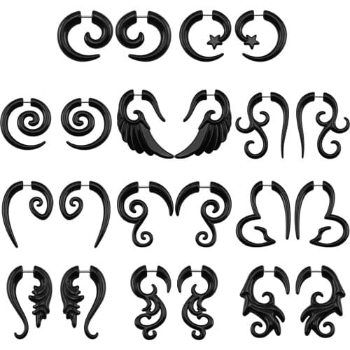 Acrylic Stud Earrings Fake Piercing Ear Plugs Tunnels Spiral Ear Plug Tunnels Black Stud Earrings Ear Expander Spike Tunnel