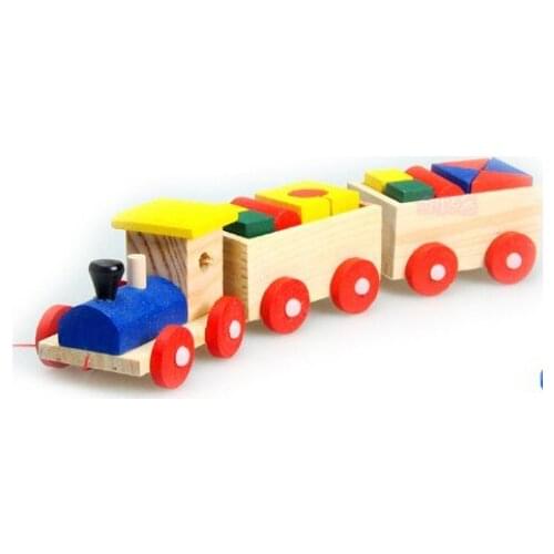 Free shipping Child educational toys baby birthday gift assembling building blocks wooden train