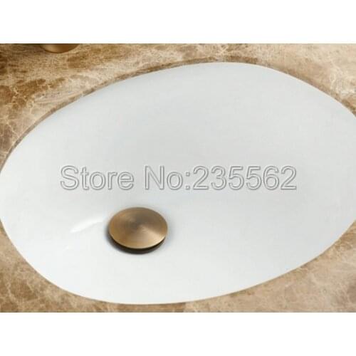 Large Round Cap Pop UP Bathroom Basin Mixer Sink Drain Without Overflow Antique Brass Finish lsd004