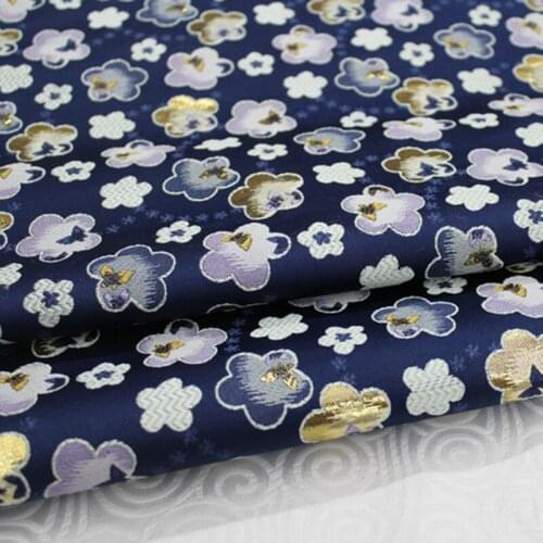 CF388 1Yard Blue Sakura Brocade Jacquard Cheongsam Silk Brocade Fabric For Women Dress Fabric For Sewing Cushion Pillow Fabrics