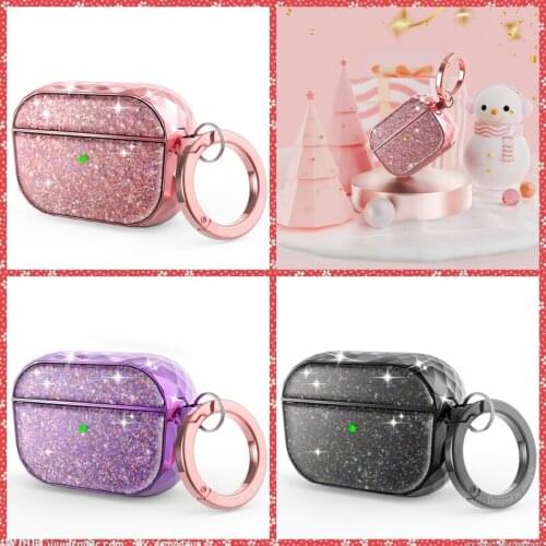 Headset Case with Buckle Front LED Visible Electroplating Flashing ABS Plastic Hard Cover For Apple Earphone Protective Case