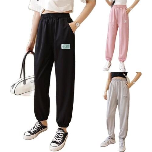 Black Sport Pants High Waist Loose Trousers Grey Casual Running Wear Pink Sweatpants Jogging