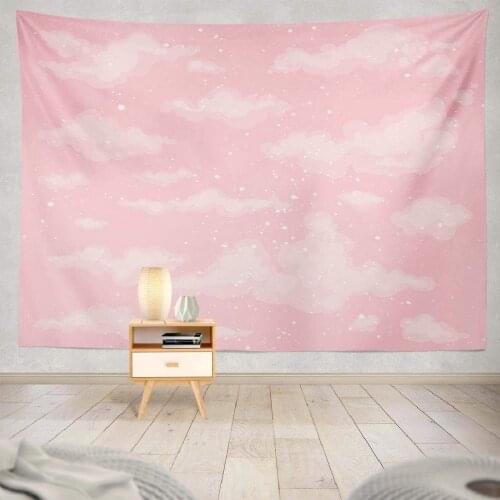 Pink Sky Tapestry Decor Tapestry Cute Heaven Pink Sky Cloud Air Backdrop Beauty Bright Day Wall Hanging Tapestry For Room