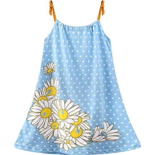 Jumping Meters Fashion Breathable Girls with Flowers Pattern Cotton Kids Summer Sling Sleeveless Dress for Casual Skirt