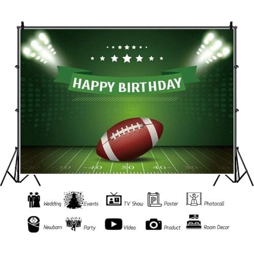 Football Court Play Green Children Cartoon Backdrops Photography Kids Birthday Party Photos Background for Shooting Decor