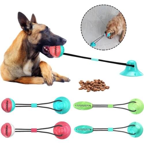 Dog Chew Toy Rope Ball with Suction Cup Teeth Cleaning Pet Puzzle Treat Food Dispensing Pet Molar Bite Toy