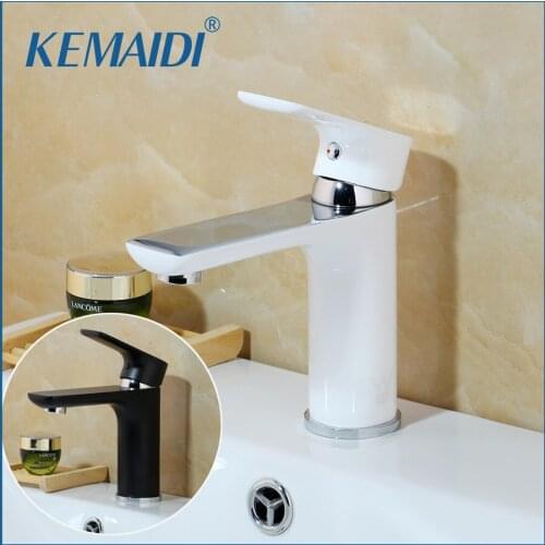 KEMAIDI New Black White Deck Mounted Faucets Spout Bathroom Basin Sink Faucet Single Handle Hot And Cold Mixer Tap