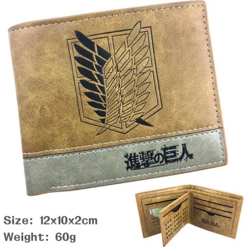 Attack on Titan Scouting Anime Cartoon Men Women Boys Girls Short Leather Fold Wallet Purse Money Holder Coin Purse Money Bags