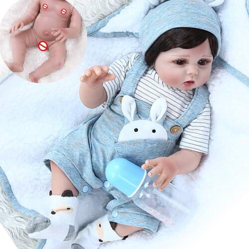 NPK Doll 48CM full body soft silicone reborn baby twins boy girl doll lifelike flexible bebe reborn baby cuddly sweet doll gift