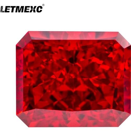 Letmexc Top Pigeon Blood High Carbon Diamond Lab Zircon CZ Cubic Zirconia Octagon Crushed Ice Cut 4K 5A+ Quality 10X12mm