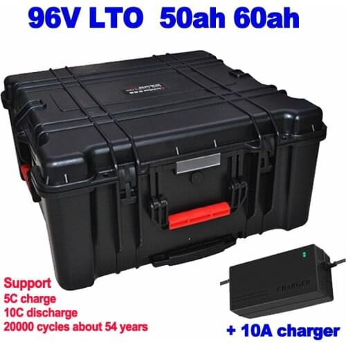 LTO 96v 50ah 60ah lithium titanate Battery Pack 20000 cycles mechanical exploration equipment solar power station + 10A charger