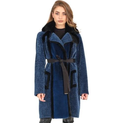 MODAQUEEN Store Women 90 cm Long Petrol Color Mink Fur Accessory Lamb Fur Custom Design Coat 2016-P - Luxury Clothing New Season