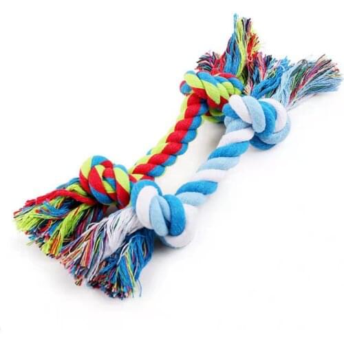 2021 New Dog Toys Fidget Toys Bite Rope Double Knot 100% Cotton Rope Funny Random Color Best Selling Products Dogs Pet Supplies