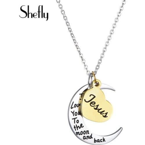 Stainless Steel Heart Moon Pendants Necklace Simple Fine European Personality Trendy Necklace Jewelry For Women & Bijoux Collier