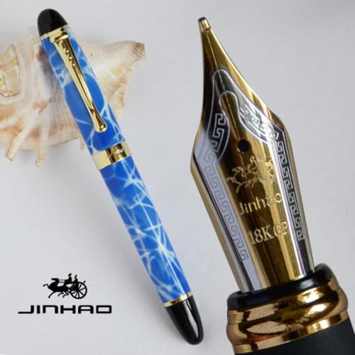 FOUNTAIN PEN 18 KGP 0.7mm BROAD NIB NEW JINHAO X450 SKY BLUE AND GOLDEN PURPLE WINE GREEN RED 21 COLORS AND INK JINHAO 450