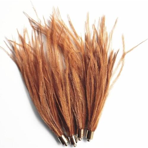 12pcs Big Ostrich Feather Tassel Pompon 13-15 cm Handmade KC Gold Cap Pom Pendant For Necklace Bag Chain Earring Jewelry Finding